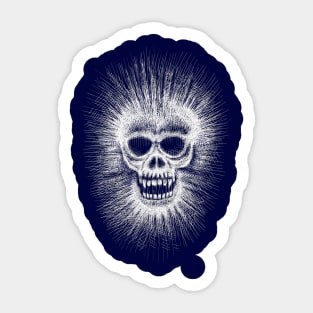 White skull head hand drawn Sticker